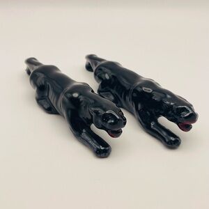 Set of 2, Vintage, Ceramic/Redware, Black Panther, 5" Figurines, MCM, Japan